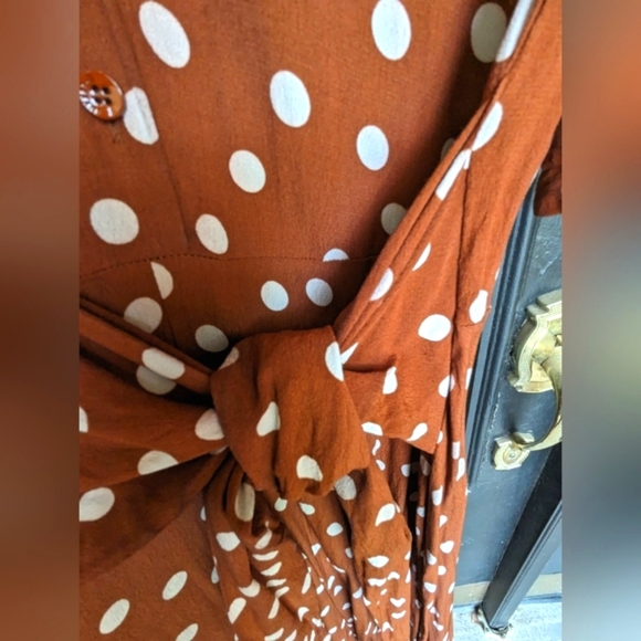 Brown and Cream Polka Dot Maxi Dress - Picture 4 of 9